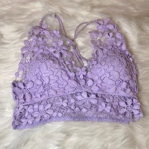 NEW Rue21 adella Lavender purple floral flower lacy detail bralette bra tank S